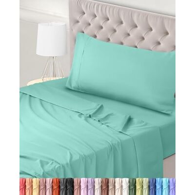 Utopia Bedding Conjunto de lençóis de 3 peças 90x190 Microfibra escovada de poliéster Certificado Oeko-Tex Lençol de baixo, lençol de cima e 1 fronha de almofada 50x75 (Cama 90, Azul SPA) Utopia Bedding Conjunto de lençóis de 3 peças 90x190 Microfibra escovada de poliéster Certificado Oeko-Tex Lençol de baixo, lençol de cima e 1 fronha de almofada 50x75 (Cama 90, Azul SPA)