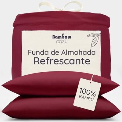Bambaw Fronha de Almofada 50x70 Bambu, Pack de 2, Lençóis Fresquinhos para o Verão, Lençóis Refrescantes e Suaves, Lençol de Bambu Termorregulador, Fronha de Almofada Anti-ácaros 50x70 cm (Bordô) Bambaw Fronha de Almofada 50x70 Bambu, Pack de 2, Lençóis Fresquinhos para o Verão, Lençóis Refrescantes e Suaves, Lençol de Bambu Termorregulador, Fronha de Almofada Anti-ácaros 50x70 cm (Bordô)