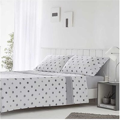 COTTON ARTean Conjunto de lençóis 150x190/200 poliéster-algodão GAMIZ cinza 4 peças: Parte de cima, 2 fronhas, Parte de baixo ajustável COTTON ARTean Conjunto de lençóis 150x190/200 poliéster-algodão GAMIZ cinza 4 peças: Parte de cima, 2 fronhas, Parte de baixo ajustável