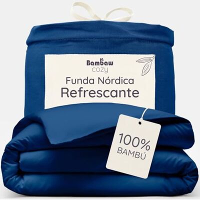Bambaw Capa nórdica 240x260 Bambu, Capa nórdica Cama 200/180 cm, Lençóis Bambu Anti-ácaros, Suaves e Termorreguladores, Lençóis Refrescantes Verão e Inverno (Azul Marinho) Bambaw Capa nórdica 240x260 Bambu, Capa nórdica Cama 200/180 cm, Lençóis Bambu Anti-ácaros, Suaves e Termorreguladores, Lençóis Refrescantes Verão e Inverno (Azul Marinho)