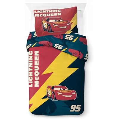 Jay Franco Kids Disney Cars Conjunto de capa nórdica roupa de cama 100 % algodão macio com fronha de almofada, produto com licença oficial, multicolorido, 2 peças, individual Jay Franco Kids Disney Cars Conjunto de capa nórdica roupa de cama 100 % algodão macio com fronha de almofada, produto com licença oficial, multicolorido, 2 peças, individual