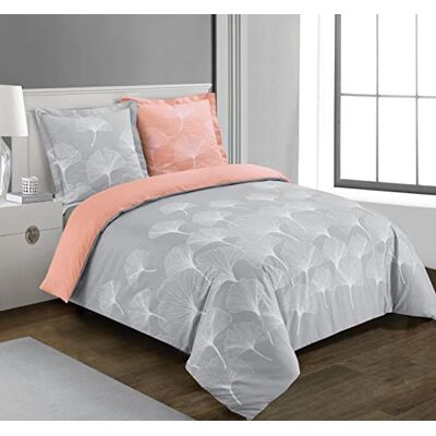 Vision Ginko Cinza Conjunto de fronha nórdica de 260 x 240 cm com 2 fronhas de almofada de 65 x 65 cm, 100% algodão Vision Ginko Cinza Conjunto de fronha nórdica de 260 x 240 cm com 2 fronhas de almofada de 65 x 65 cm, 100% algodão
