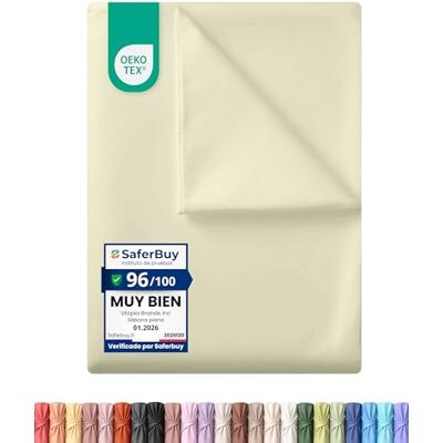 Utopia Bedding Lençol plano sem elástico, cama de 135 a 225 x 255 cm, certificado Oeko-Tex poliéster escovado macio, microfibra, lençol plano, bege Utopia Bedding Lençol plano sem elástico, cama de 135 a 225 x 255 cm, certificado Oeko-Tex poliéster escovado macio, microfibra, lençol plano, bege