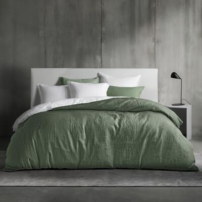 Dreamzie Edredão nórdico cama 160 Conjunto 3 peças (1 edredão 220x240 cm + 2 almofadas 80x80 cm) Algodão efeito linho lavado Fecho de correr oculto Oeko-Tex Cor verde Dreamzie Edredão nórdico cama 160 Conjunto 3 peças (1 edredão 220x240 cm + 2 almofadas 80x80 cm) Algodão efeito linho lavado Fecho de correr oculto Oeko-Tex Cor verde
