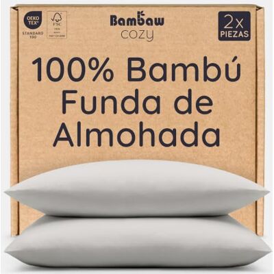 Bambaw Fronhas 50 x 70 cm, bambu, conjunto de 2, lençóis frescos para o verão, lençóis térmicos e refrescantes, lençóis de bambu antibacterianos, fronha anti-ácaros (cinzento) Bambaw Fronhas 50 x 70 cm, bambu, conjunto de 2, lençóis frescos para o verão, lençóis térmicos e refrescantes, lençóis de bambu antibacterianos, fronha anti-ácaros (cinzento)