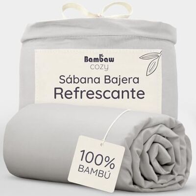 Bambaw Lençol de Baixo 180x200 Bambu, Bolso 35 cm, Roupa de Cama para Cama 180 cm, Lençóis de Bambu 180x200 Refrigerantes e Termorreguladores, Lençóis Bambù Hipoalergênico Certificado Oeko-Tex (Cinza) Bambaw Lençol de Baixo 180x200 Bambu, Bolso 35 cm, Roupa de Cama para Cama 180 cm, Lençóis de Bambu 180x200 Refrigerantes e Termorreguladores, Lençóis Bambù Hipoalergênico Certificado Oeko-Tex (Cinza)
