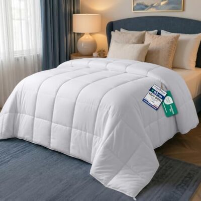 Utopia Bedding Edredão leve 220x230 cm, Edredom cama 135/150, Fibra oca siliconada de microfibra nórdica com abas nos cantos (branco) Utopia Bedding Edredão leve 220x230 cm, Edredom cama 135/150, Fibra oca siliconada de microfibra nórdica com abas nos cantos (branco)