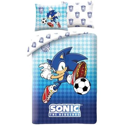 Halantex SONIC SOCCER Conjunto de cama com capa de edredão de 140 x 200 cm e fronha de almofada de 70 x 90 cm, 100% poliéster multicolor Halantex SONIC SOCCER Conjunto de cama com capa de edredão de 140 x 200 cm e fronha de almofada de 70 x 90 cm, 100% poliéster multicolor