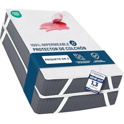 Utopia Bedding Protetor de colchão de 140 x 200 cm, impermeável (embalagem de 2), 4 cantos elásticos, certificação Oeko-Tex, capa de colchão, cobertura de colchão respirável Utopia Bedding Protetor de colchão de 140 x 200 cm, impermeável (embalagem de 2), 4 cantos elásticos, certificação Oeko-Tex, capa de colchão, cobertura de colchão respirável
