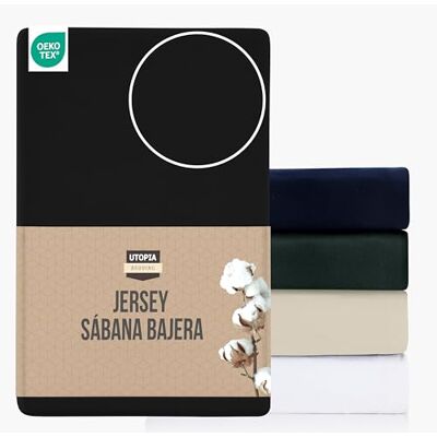 Utopia Bedding Lençol de baixo de camisola, poliéster, bolso profundo de 25 cm (140 x 200 cm, preto) Utopia Bedding Lençol de baixo de camisola, poliéster, bolso profundo de 25 cm (140 x 200 cm, preto)