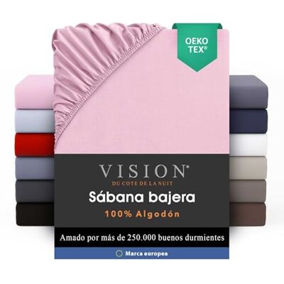 Lençol de elástico rosa Vision - 180x200 cm - 100% algodão Lençol de elástico rosa Vision - 180x200 cm - 100% algodão