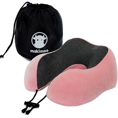 Makimoo Almofada de viagem de espuma viscoelástica, almofada para o pescoço com suporte para a cabeça de 360 graus, confortável e leve, ideal para dormir de avião, carro, autocarro e uso doméstico (rosa) Makimoo Almofada de viagem de espuma viscoelástica, almofada para o pescoço com suporte para a cabeça de 360 graus, confortável e leve, ideal para dormir de avião, carro, autocarro e uso doméstico (rosa)