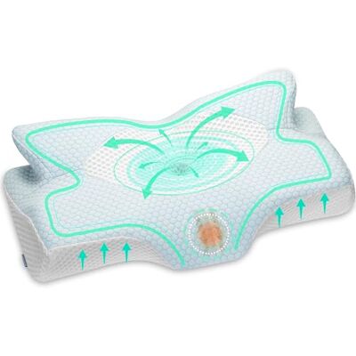 Elviros Almofada cervical de espuma viscoelástico com memória, almofada ortopédica para suporte de pescoço, almofadas ergonómicas para dormir de lado e boca para cima 06 Elviros Almofada cervical de espuma viscoelástico com memória, almofada ortopédica para suporte de pescoço, almofadas ergonómicas para dormir de lado e boca para cima 06