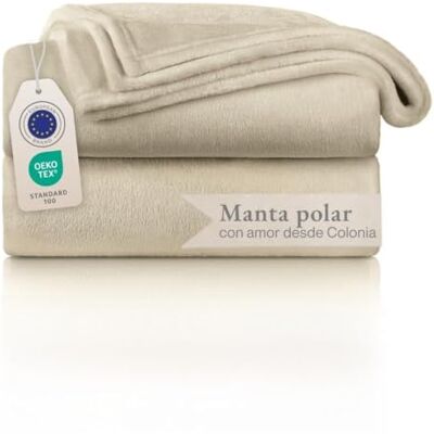 Blumtal Cobertores para sofá de flanela macio e acolchoado, manta polar 100 % microfibra extra macia, manta de sofá, cama ou sala de estar, bege, 130 x 150 cm Blumtal Cobertores para sofá de flanela macio e acolchoado, manta polar 100 % microfibra extra macia, manta de sofá, cama ou sala de estar, bege, 130 x 150 cm