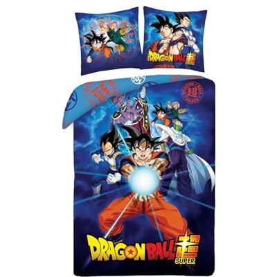 Halantex DRAGONBALL GOKU com amigos Beerus Gohan Junior Vegeta Kamehameha Conjunto de capa de edredão 140 x 200 cm com fronha de almofada 70 x 90 cm, 100 % poliéster multicolorido Halantex DRAGONBALL GOKU com amigos Beerus Gohan Junior Vegeta Kamehameha Conjunto de capa de edredão 140 x 200 cm com fronha de almofada 70 x 90 cm, 100 % poliéster multicolorido