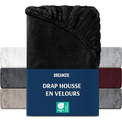 Dreamzie Lençol-capa 90 a 100 x 200, preto, lençol-de-rosa, para cama de 90 a 100 x 200 cm, Oeko Tex Dreamzie Lençol-capa 90 a 100 x 200, preto, lençol-de-rosa, para cama de 90 a 100 x 200 cm, Oeko Tex