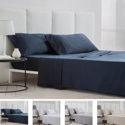 COTTON ARTean Conjunto de lençóis 180x190/200 Cetim algodão Egípcio 00 Fios LOREA azul peças: Lençol de cima, 2 fronhas de almofada, Lençol de baixo ajustável COTTON ARTean Conjunto de lençóis 180x190/200 Cetim algodão Egípcio 00 Fios LOREA azul peças: Lençol de cima, 2 fronhas de almofada, Lençol de baixo ajustável