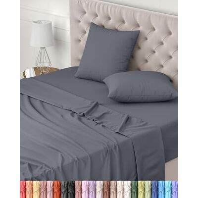 Utopia Bedding Conjunto de Roupa de Cama de 4 Peças 160x200 Microfibra Poliéster Escovada Certificado Oeko-Tex Lençol de Baixo, Lençol de Elástico e 2 Fronhas de Almocha 65x65 (Cama 160, Cinza) Utopia Bedding Conjunto de Roupa de Cama de 4 Peças 160x200 Microfibra Poliéster Escovada Certificado Oeko-Tex Lençol de Baixo, Lençol de Elástico e 2 Fronhas de Almocha 65x65 (Cama 160, Cinza)
