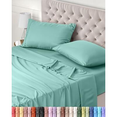 Utopia Bedding Conjunto de Lençóis de 4 Peças 150x200 Poliéster Microfibra Escovada Certificado Oeko-Tex Lençol de Baixo, Lençol Liso e 2 Fronhas de Almofada 50x75 (Cama 150, Azul SPA) Utopia Bedding Conjunto de Lençóis de 4 Peças 150x200 Poliéster Microfibra Escovada Certificado Oeko-Tex Lençol de Baixo, Lençol Liso e 2 Fronhas de Almofada 50x75 (Cama 150, Azul SPA)