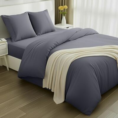Utopia Bedding Capa nórdica 200 x 200 cm, Lençol-capa 140 x 200 cm e fronhas 80 x 80 cm, capa de edredão para cama de 140 Conjunto de cama de microfibra escovada suave (cinzento) Utopia Bedding Capa nórdica 200 x 200 cm, Lençol-capa 140 x 200 cm e fronhas 80 x 80 cm, capa de edredão para cama de 140 Conjunto de cama de microfibra escovada suave (cinzento)