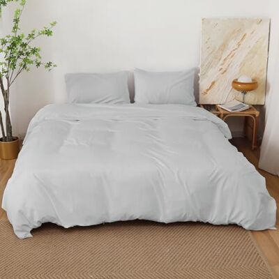 BOD HOME , Conjunto de capa nórdica para cama 90/100 microfibra, capa edredon 160 x 220 cm e 1 fronha 50 x 70 cm (prateada) suave e respirável BOD HOME , Conjunto de capa nórdica para cama 90/100 microfibra, capa edredon 160 x 220 cm e 1 fronha 50 x 70 cm (prateada) suave e respirável