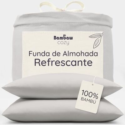 Bambaw Fronha de Almofada 80x80 Bambu, Pack de 2, Lençol Frio de Verão Anti-acne, Lençóis Anti-ácaros, Lençóis Refrescantes e Respiráveis, Fronhas de Almofada Bambu Suave (Cinzento) Bambaw Fronha de Almofada 80x80 Bambu, Pack de 2, Lençol Frio de Verão Anti-acne, Lençóis Anti-ácaros, Lençóis Refrescantes e Respiráveis, Fronhas de Almofada Bambu Suave (Cinzento)