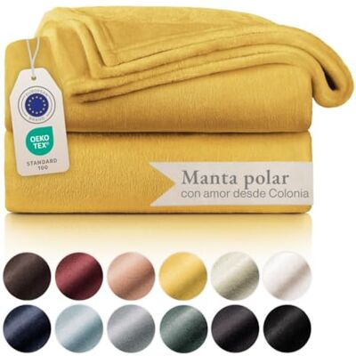 Blumtal Cobertores para sofá de flanela macia e acolchoada manta polar 100 % microfibra extra macia, manta de sofá, cama ou sala de estar, amarelo mostarda, 150 x 200 cm Blumtal Cobertores para sofá de flanela macia e acolchoada manta polar 100 % microfibra extra macia, manta de sofá, cama ou sala de estar, amarelo mostarda, 150 x 200 cm