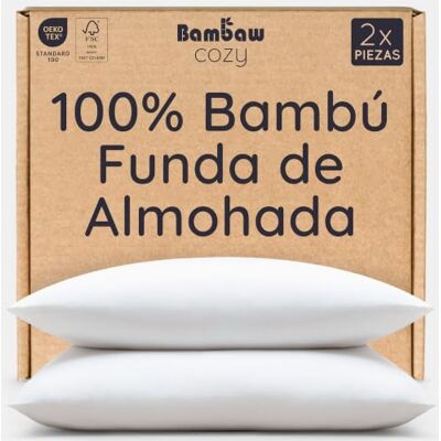 Bambaw Fronha almofada 40 x 80 bambu, conjunto de 2, fronha termoreguladora, lençóis antiácaros para alérgicos, lençóis frescos, verão e inverno, lençóis de bambu refrescantes, anti-acne (branco) Bambaw Fronha almofada 40 x 80 bambu, conjunto de 2, fronha termoreguladora, lençóis antiácaros para alérgicos, lençóis frescos, verão e inverno, lençóis de bambu refrescantes, anti-acne (branco)