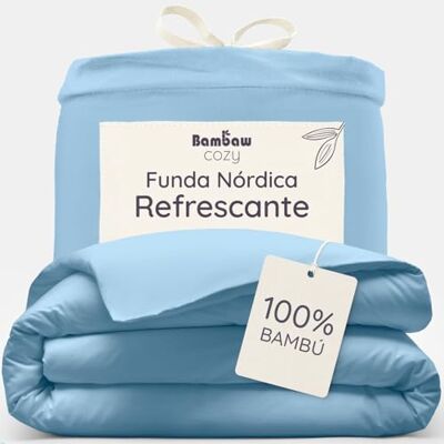 Bambaw Capa nórdica 200 x 200, bambu, para cama de 140 cm, lençóis anti-calor reguladores de temperatura, lençóis de bambu sustentáveis, capa de edredão respirável e anti-ácaros (azul claro) Bambaw Capa nórdica 200 x 200, bambu, para cama de 140 cm, lençóis anti-calor reguladores de temperatura, lençóis de bambu sustentáveis, capa de edredão respirável e anti-ácaros (azul claro)