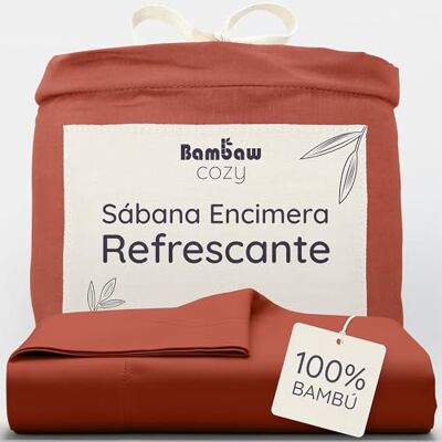 Bambaw Lençol de Cima Cama 150 Bambu e 160 cm, 240x290 cm, Roupa de Cama Bambu Macia, Lençóis Antiácaros e Hipoalergênicos, Lençóis Refrescantes Verão e Inverno Refrigerantes (Terracota) Bambaw Lençol de Cima Cama 150 Bambu e 160 cm, 240x290 cm, Roupa de Cama Bambu Macia, Lençóis Antiácaros e Hipoalergênicos, Lençóis Refrescantes Verão e Inverno Refrigerantes (Terracota)