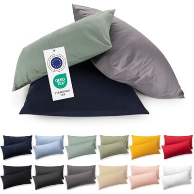Blumtal fronha de almofada 40x60 cm 100% algodão macio creme conjunto de 2 fronhas de almofada 60x40 fronhas de almofada com certificado Oeko-Tex, para almofadas e travesseiros Blumtal fronha de almofada 40x60 cm 100% algodão macio creme conjunto de 2 fronhas de almofada 60x40 fronhas de almofada com certificado Oeko-Tex, para almofadas e travesseiros