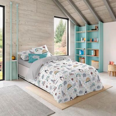 NATURALS Capa nórdica infantil estampada, cama 105-100% algodão macio e respirável, conjunto de edredão 180 x 220 cm com aba 45 cm, 1 fronha 45 x 125 cm, Fabricado em Espanha NATURALS Capa nórdica infantil estampada, cama 105-100% algodão macio e respirável, conjunto de edredão 180 x 220 cm com aba 45 cm, 1 fronha 45 x 125 cm, Fabricado em Espanha
