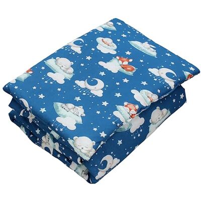 TupTam Jogo de edredão infantil com desenhos para toda a temporada nórdica almofada plana 2 peças, bebés animais adormecidos / azul escuro, 135 x 100 cm TupTam Jogo de edredão infantil com desenhos para toda a temporada nórdica almofada plana 2 peças, bebés animais adormecidos / azul escuro, 135 x 100 cm