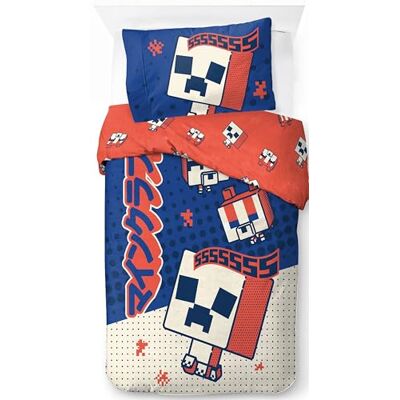 Jay Franco Minecraft Oishi Market 100% algodão, conjunto de capa de edredão individual, roupa de cama Creeper inclui fronha de almofada 50 x 70 cm Jay Franco Minecraft Oishi Market 100% algodão, conjunto de capa de edredão individual, roupa de cama Creeper inclui fronha de almofada 50 x 70 cm