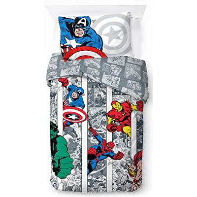 Jay Franco Marvel Comics Comic Cool Conjunto de Roupa de Cama Infantil 100% Algodão 135 x 200 cm Tamanho Cama Individual Capa de Edredão + Fronha de Almofada 50 x 70 cm Jay Franco Marvel Comics Comic Cool Conjunto de Roupa de Cama Infantil 100% Algodão 135 x 200 cm Tamanho Cama Individual Capa de Edredão + Fronha de Almofada 50 x 70 cm