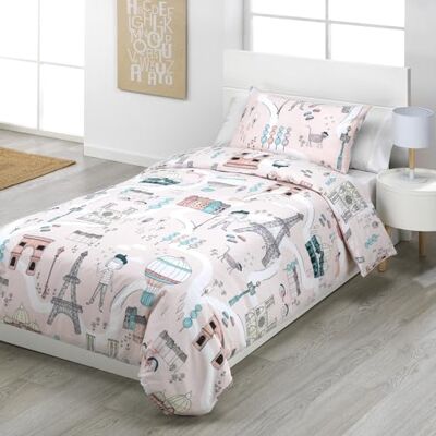 DHESTIA HOME Capa nórdica infantil meninas cama 90 e cama 105 fecho botões Ohlalá cor rosa vara tamanho cama 90 DHESTIA HOME Capa nórdica infantil meninas cama 90 e cama 105 fecho botões Ohlalá cor rosa vara tamanho cama 90