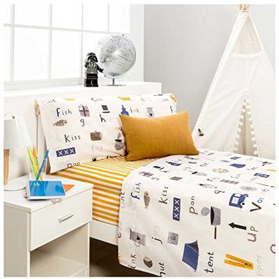 COTTON ARTean Conjunto de lençóis infantis para cama de 90 algodão Inclui 3 peças: bancada, lençol de baixo ajustável, 1 fronha de almofada. Certificado OEKO-TEX COTTON ARTean Conjunto de lençóis infantis para cama de 90 algodão Inclui 3 peças: bancada, lençol de baixo ajustável, 1 fronha de almofada. Certificado OEKO-TEX