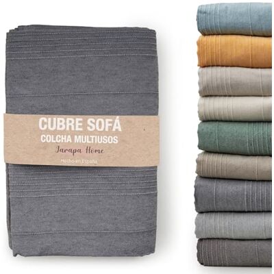 Jarapa Home Colcha de cama e colcha multiusos para sofás, colchas brancas com riscas. Plaid multiusos, capa de sofá, resistente e de qualidade, fabricado em Espanha. Colcha de cama moderna 150, 135, 90 (180 x 280 Jarapa Home Colcha de cama e colcha multiusos para sofás, colchas brancas com riscas. Plaid multiusos, capa de sofá, resistente e de qualidade, fabricado em Espanha. Colcha de cama moderna 150, 135, 90 (180 x 280