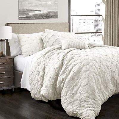 Lush Decor Ravello Biese - Poliéster, Branco/jardim opulento - Conjunto de roupa de cama Full/Queen Lush Decor Ravello Biese - Poliéster, Branco/jardim opulento - Conjunto de roupa de cama Full/Queen