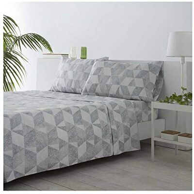 COTTON ARTean Conjunto de lençóis 180x190/200 microfibra escovada CUDILLERO cinza 4 peças: Lençol de cima, 2 fronhas de almofada, Lençol de baixo ajustável COTTON ARTean Conjunto de lençóis 180x190/200 microfibra escovada CUDILLERO cinza 4 peças: Lençol de cima, 2 fronhas de almofada, Lençol de baixo ajustável