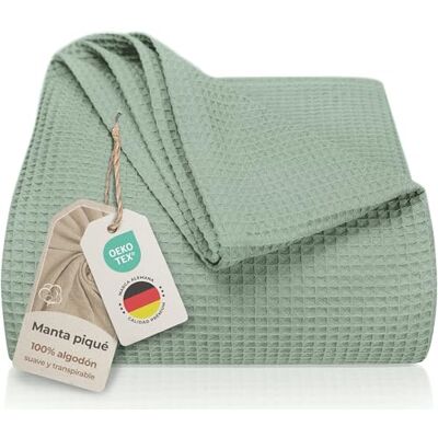 LAYNENBURG Manta para Sofá de Verão 180 x 220 cm Waffle Pique 100% Algodão Colcha Ligeira de Verão Manta de Algodão como Manta de Cama, de Sofá Manta de Sofá Arejada (Verde Menta) LAYNENBURG Manta para Sofá de Verão 180 x 220 cm Waffle Pique 100% Algodão Colcha Ligeira de Verão Manta de Algodão como Manta de Cama, de Sofá Manta de Sofá Arejada (Verde Menta)
