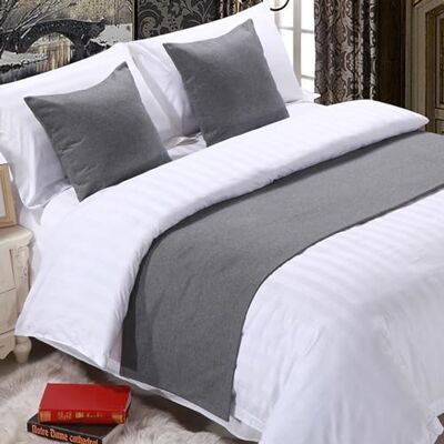 QRGMKL Corredor de cama premium para pé de cama, cachecol de cama de cor sólida colcha de linho de algodão decoração de casa protetor de cama de quarto cinza escuro 240X50cm para cama de 1,8m QRGMKL Corredor de cama premium para pé de cama, cachecol de cama de cor sólida colcha de linho de algodão decoração de casa protetor de cama de quarto cinza escuro 240X50cm para cama de 1,8m