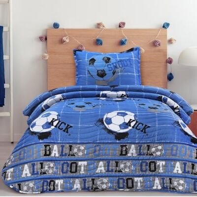 DHESTIA HOME Colcha Bouti costurada para cama infantil e juvenil modelo de futebol Quick cor única tamanho cama 90 DHESTIA HOME Colcha Bouti costurada para cama infantil e juvenil modelo de futebol Quick cor única tamanho cama 90