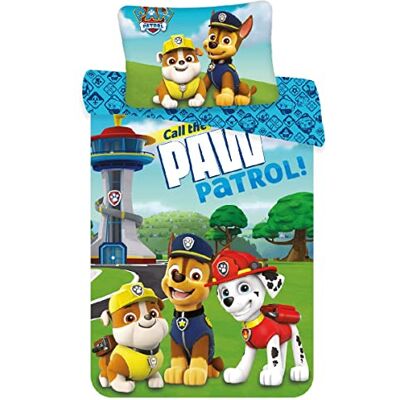 Jerry Fabrics Paw Patrol Marcus Chase Rubble capa nórdica bebé 100 x 135 fronha almofada Roupa de cama reversível para bebé algodão natural macio respirável Nickelodeon criança 0-3 berço lavável na Jerry Fabrics Paw Patrol Marcus Chase Rubble capa nórdica bebé 100 x 135 fronha almofada Roupa de cama reversível para bebé algodão natural macio respirável Nickelodeon criança 0-3 berço lavável na