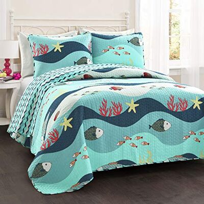 Conjunto de roupa de cama Sealife da Lush Decor, 2 peças Conjunto de roupa de cama Sealife da Lush Decor, 2 peças