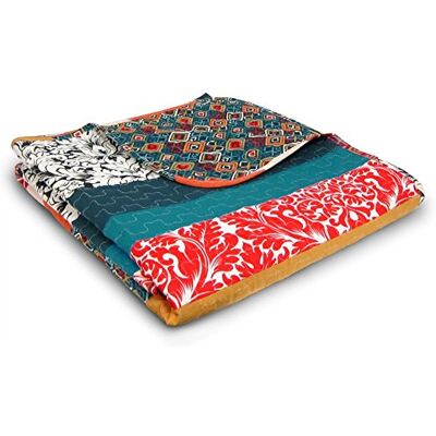 Lush Decor Manta reversível boémia, com padrão de riscas coloridas, 60 x 50 polegadas, turquesa e tangerina Lush Decor Manta reversível boémia, com padrão de riscas coloridas, 60 x 50 polegadas, turquesa e tangerina