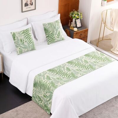 AMBERIS Tapete de cama con estampado de bosque, suave y cómodo, bufanda de cama, decoración de estilo campestre AMBERIS Tapete de cama con estampado de bosque, suave y cómodo, bufanda de cama, decoración de estilo campestre