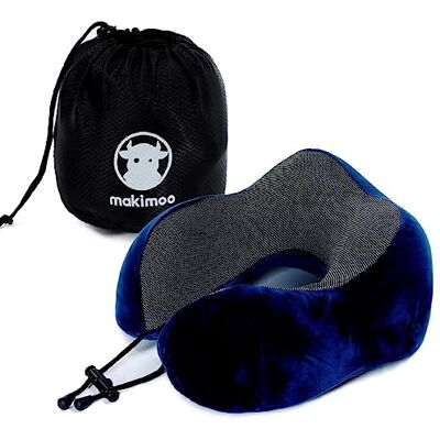Makimoo Almofada de viagem de espuma viscoelástica, almofada para o pescoço com suporte para a cabeça de 360 graus, confortável e leve, ideal para dormir em avião, carro, autocarro e uso doméstico (azul) Makimoo Almofada de viagem de espuma viscoelástica, almofada para o pescoço com suporte para a cabeça de 360 graus, confortável e leve, ideal para dormir em avião, carro, autocarro e uso doméstico (azul)