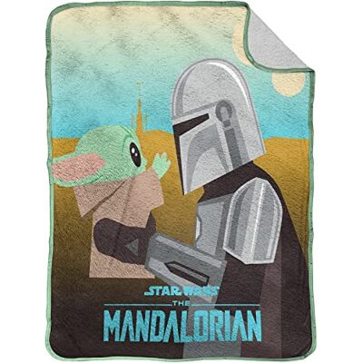 Jay Franco Star Wars The Mandalorian encontrei-te manta macia de lã Sherpa para crianças 130 x 150 cm Jay Franco Star Wars The Mandalorian encontrei-te manta macia de lã Sherpa para crianças 130 x 150 cm