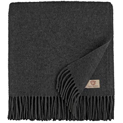 Linen & Cotton Cobertor de lã ovelha quente e suave Columbus 100% pura lã da Nova Zelândia, cinzento/antracite (140 x 200 cm) mantas de inverno para sofá-cama de solteiro colcha de cama Linen & Cotton Cobertor de lã ovelha quente e suave Columbus 100% pura lã da Nova Zelândia, cinzento/antracite (140 x 200 cm) mantas de inverno para sofá-cama de solteiro colcha de cama